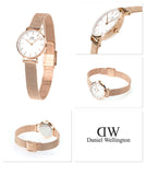 Daniel Wellington Petite Pressed Melrose White Dial Gold Mesh Bracelet Watch For Women - DW00100447 Authentic Buy Shop Now