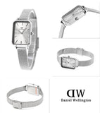Daniel Wellington Quadro Unitone Silver Dial Silver Mesh Strap Watch For Women - DW00100486 Authentic Buy Shop Now