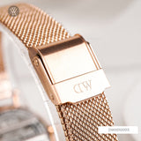Daniel Wellington Petite Melrose Mother of Pearl Pink Dial Pink Mesh Strap Watch For Women - DW00100513 Authentic Buy Shop Now