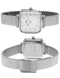 Daniel Wellington Quadro Studio White Dial Silver Mesh Bracelet Watch For Women - DW00100521 Authentic Buy Shop Now