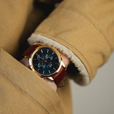 Daniel Wellington Iconic Chronograph Blue Dial Brown Leather Strap Watch For Men - DW00100639 Authentic Buy Shop Now