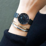 Daniel Wellington Petite Ashfield Black Dial Black Mesh Bracelet Watch Watch For Women - DW00100201 Authentic Buy Shop Now