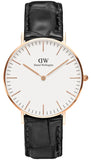 Daniel Wellington Classic Petite Sheffield White Dial Black Leather Strap Watch For Women - DW00100230 Authentic Buy Shop Now