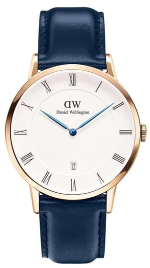Daniel Wellington Dapper Somerset White Dial Blue Leather Strap Watch For Men - DW00100193 Authentic Buy Shop Now