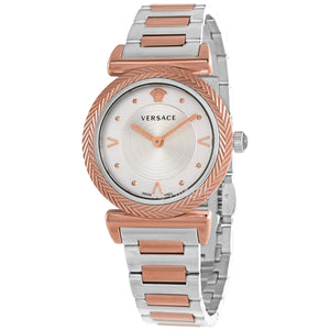Versace V-Motif Silver Dial Two Tone Steel Strap Watch for Women - VERE00718 Authentic Buy Shop Now