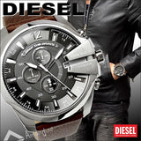 Diesel Mega Chief Chronograph Black Dial Brown Leather Strap Watch For Men - DZ4290 Authentic Buy Shop Now