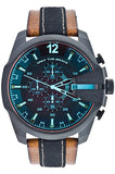 Diesel Mega Chief Quartz Black Dial Two Tone Leather Strap Watch For Men - DZ4305 Authentic Buy Shop Now