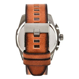 Diesel Mega Chief Chronograph Black Dial Brown Leather Strap Watch For Men - DZ4343 Authentic Buy Shop Now