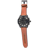 Diesel Mega Chief Chronograph Grey Dial Brown Leather Strap Watch For Men - DZ4463 Authentic Buy Shop Now