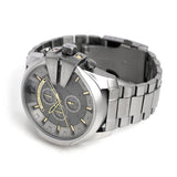 Diesel Mega Chief Chronograph Grey Dial Grey Steel Strap Watch For Men - DZ4466 Authentic Buy Shop Now