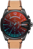 Diesel Mega Chief Chronograph Black Dial Brown Leather Strap Watch For Men - DZ4476 Authentic Buy Shop Now