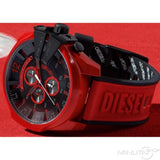 Diesel Mega Chief Chronograph Black Dial Red Rubber Strap Watch For Men - DZ4526 Authentic Buy Shop Now