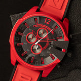 Diesel Mega Chief Chronograph Black Dial Red Rubber Strap Watch For Men - DZ4526 Authentic Buy Shop Now