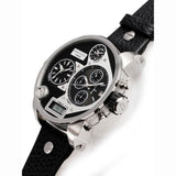 Diesel Mr Daddy Chronograph White Dial Black Leather Strap Watch For Men - DZ7125 Authentic Buy Shop Now