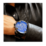 Diesel Little Daddy Blue Dial Black Leather Strap Watch For Men - DZ7257 Authentic Buy Shop Now