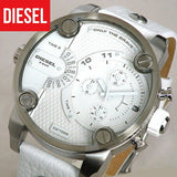 Diesel Badass Chronograph White Dial White Leather Strap Watch For Men - DZ7265 Authentic Buy Shop Now