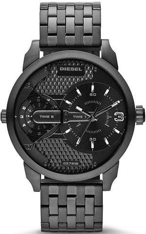 Diesel Mini Daddy Dual Time Black Dial Black Stainless Steel Strap Watch For Men - DZ7316 Authentic Buy Shop Now