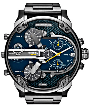 Diesel Big Daddy 2.0 Chronograph Blue Dial Grey Steel Strap Watch For Men - DZ7331 Authentic Buy Shop Now