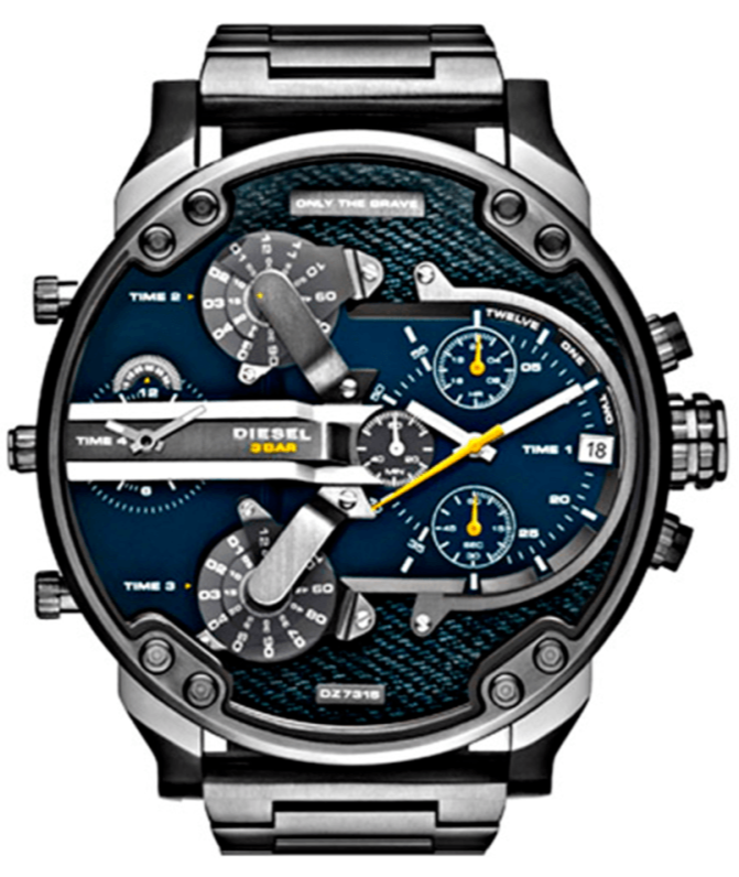 Diesel Big Daddy 2.0 Chronograph Blue Dial Grey Steel Strap Watch For Men - DZ7331 Authentic Buy Shop Now