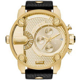 Diesel Mr Daddy Gold Dial Black Leather Strap Watch For Men - DZ7363 Authentic Buy Shop Now