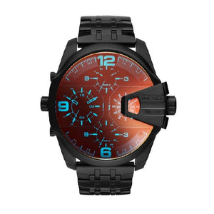 Diesel Uber Chief Chronograph Red Dial Black Steel Strap Watch For Men - DZ7373 Authentic Buy Shop Now