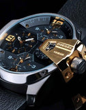 Diesel Uber Chief Two Hand Black Dial Black Leather Strap Watch For Men - DZ7377 Authentic Buy Shop Now