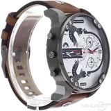 Diesel Mr. Daddy 2.0 Chronograph Silver Dial Brown Leather Strap Watch For Men - DZ7394 Authentic Buy Shop Now