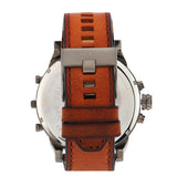 Diesel Mr Daddy Chronograph Grey Dial Brown Leather Strap Watch For Men - DZ7413 Authentic Buy Shop Now