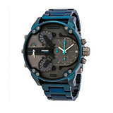 Diesel Daddy 2.0 Chronograph Grey Dial Blue Steel Strap Watch For Men - DZ7414 Authentic Buy Shop Now