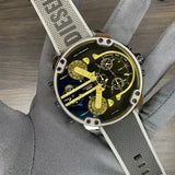 Diesel Mr. Daddy 2.0 Chronograph Black Dial Grey Nylon Strap Watch For Men - DZ7429 Authentic Buy Shop Now