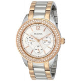Bulova Crystal Collection Silver Dial Two Tone Steel Strap Watch for Women - 98N100 Authentic Buy Shop Now
