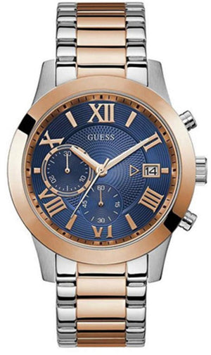 Guess Atlas Chronograph Blue Dial Two Tone Steel Strap Watch for Men - W0668G6 Authentic Buy Shop Now
