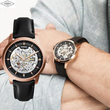Fossil Townsman Automatic Skeleton Black Dial Black Leather Strap Watch for Men - ME3084 Authentic Buy Shop Now