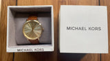 Michael Kors Jaryn Quartz Gold Dial Brown Leather Strap Watch For Women - MK2496 Authentic Buy Shop Now