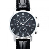 Tommy Hilfiger Kane Quartz Black Dial Black Leather Strap Watch for Men - 1791401 Authentic Buy Shop Now