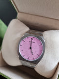 Gucci 25H Quartz Pink Dial Silver Steel Strap Watch for Women - YA163410 Authentic Buy Shop Now