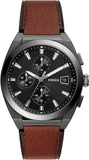 Fossil Everett Chronograph Grey Dial Brown Leather Strap Watch for Men - FS5799 Authentic Buy Shop Now