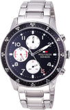 Tommy Hilfiger Jimmy Multifunction Black Dial Silver Steel Strap Watch For Men - 1791950 Authentic Buy Shop Now