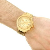 Guess Atlas Chronograph Gold Dial Gold Steel Strap Watch For Men - W0668G4 Authentic Buy Shop Now