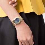 Marc Jacobs Amy Blue Dial Gold Steel Strap Watch for Women - MBM3166 Authentic Buy Shop Now