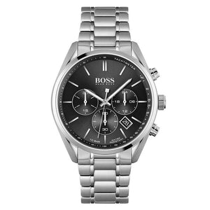Hugo Boss Champion Black Dial Silver Steel Strap Watch for Men - 1513871 Authentic Buy Shop Now