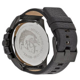 Diesel Mega Chief Chronograph Black Dial Black Leather Strap Watch For Men - DZ4291 Authentic Buy Shop Now