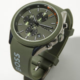 Hugo Boss Velocity Chronograph Green Dial Green Rubber Strap Watch For Men - 1514060 Authentic Buy Shop Now