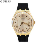 Guess Cosmo Diamonds Gold Dial Black Rubber Strap Watch for Women - GW0034L1 Authentic Buy Shop Now