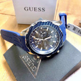 Guess Octane Chronograph Black Dial Blue Rubber Strap Watch For Men - W1047G2 Authentic Buy Shop Now