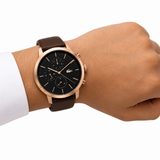 Lacoste Replay Chronograph Black Dial Brown Leather Strap Watch for Men - 2011257 Authentic Buy Shop Now