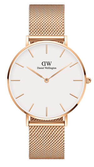 Daniel Wellington Petite Melrose White Dial Rose Gold Mesh Strap Watch For Women - DW00100305 Authentic Buy Shop Now