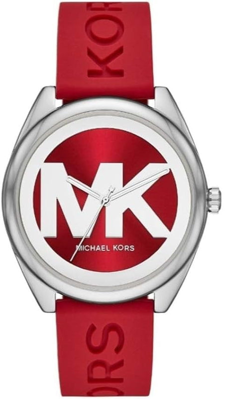 Michael Kors Janelle Three Hand Red Dial Red Rubber Strap Watch For Women - MK7144 Authentic Buy Shop Now