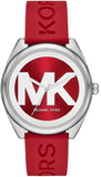 Michael Kors Janelle Three Hand Red Dial Red Rubber Strap Watch For Women - MK7144 Authentic Buy Shop Now