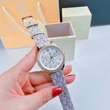 Michael Kors Tibby Multifunction Silver Dial White Leather Strap Watch For Women - MK6967 Authentic Buy Shop Now
